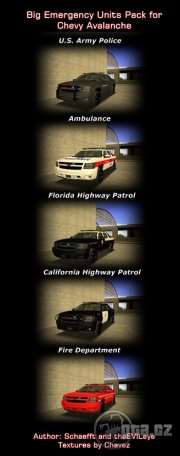Vojenská polícia,Ambulancia,Floridská diaľničná polícia,Kalifornská diaľničná polícia,Hasičský zbor